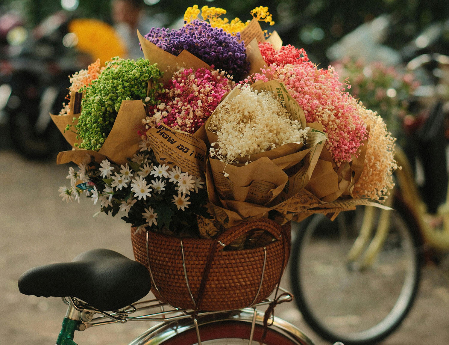 Flowers on a bike