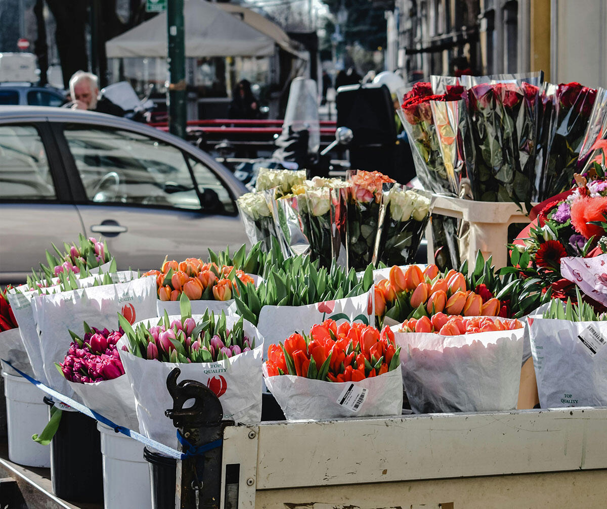 Flowers on truck